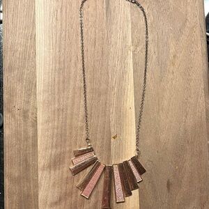 Charming Charlie Gold and Brown Bar Necklace